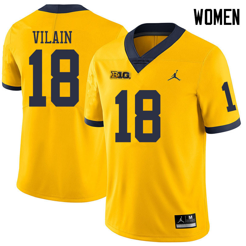 Jordan Brand Women #18 Luiji Vilain Michigan Wolverines College Football Jerseys Sale-Yellow